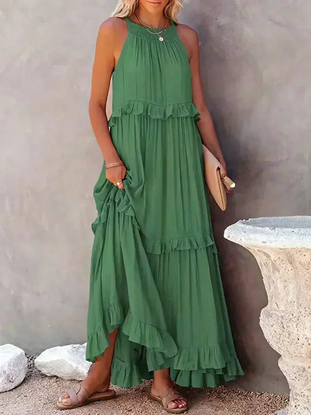 Anita | Elegante vestido sin mangas con volantes