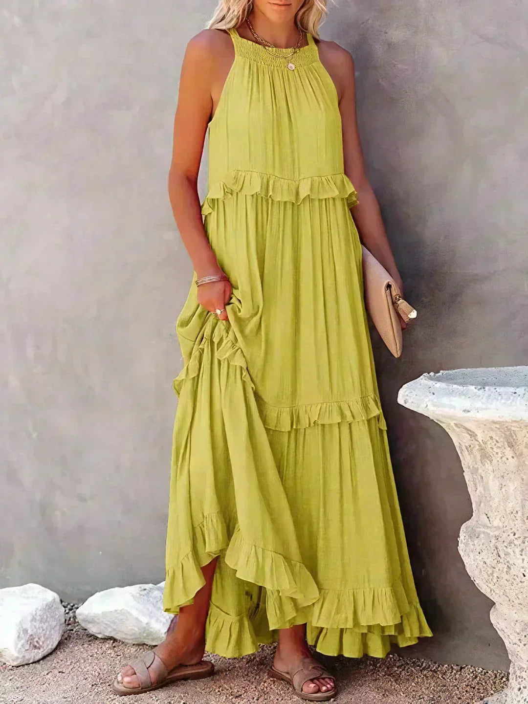 Anita | Elegante vestido sin mangas con volantes