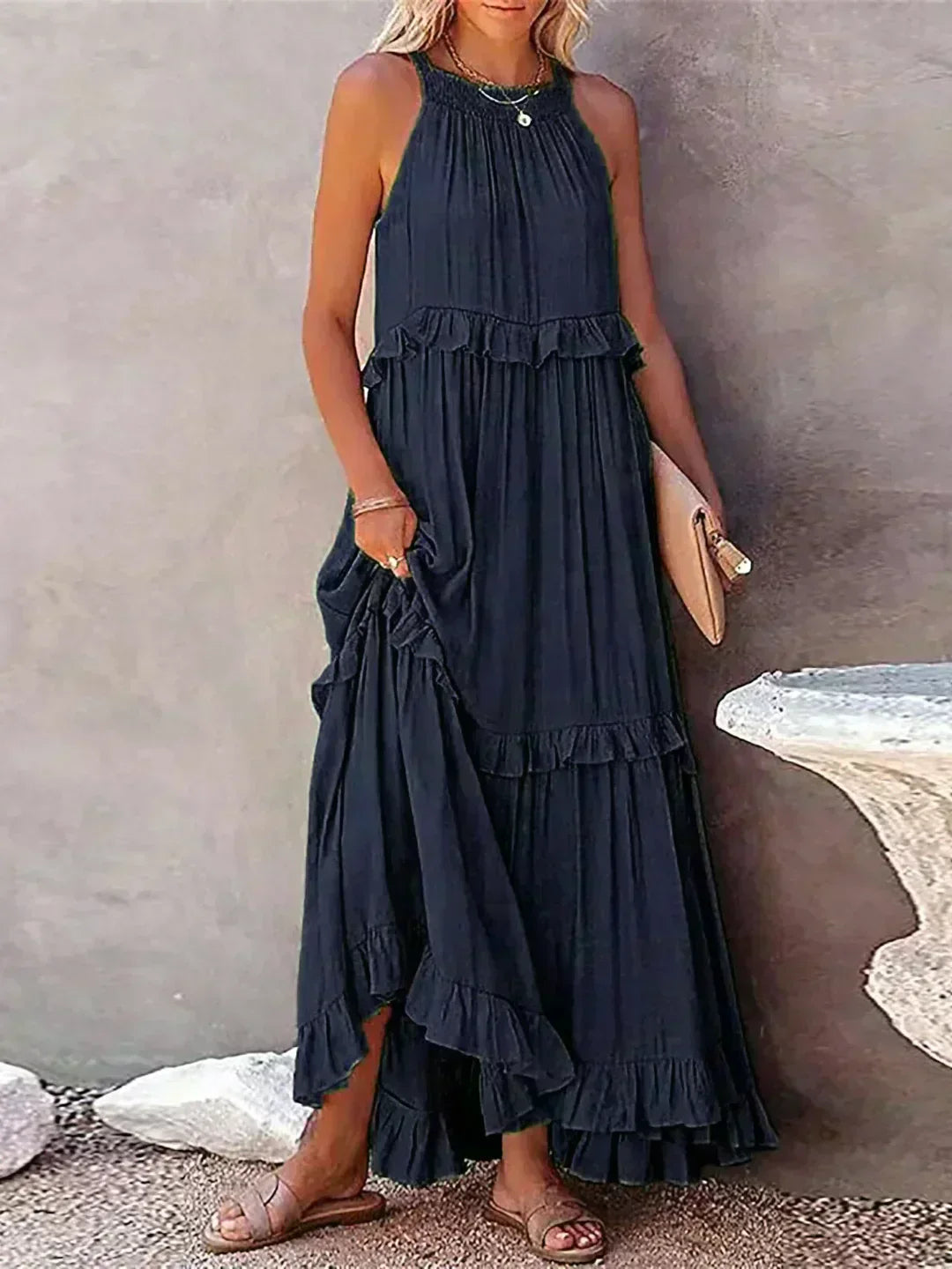 Anita | Elegante vestido sin mangas con volantes