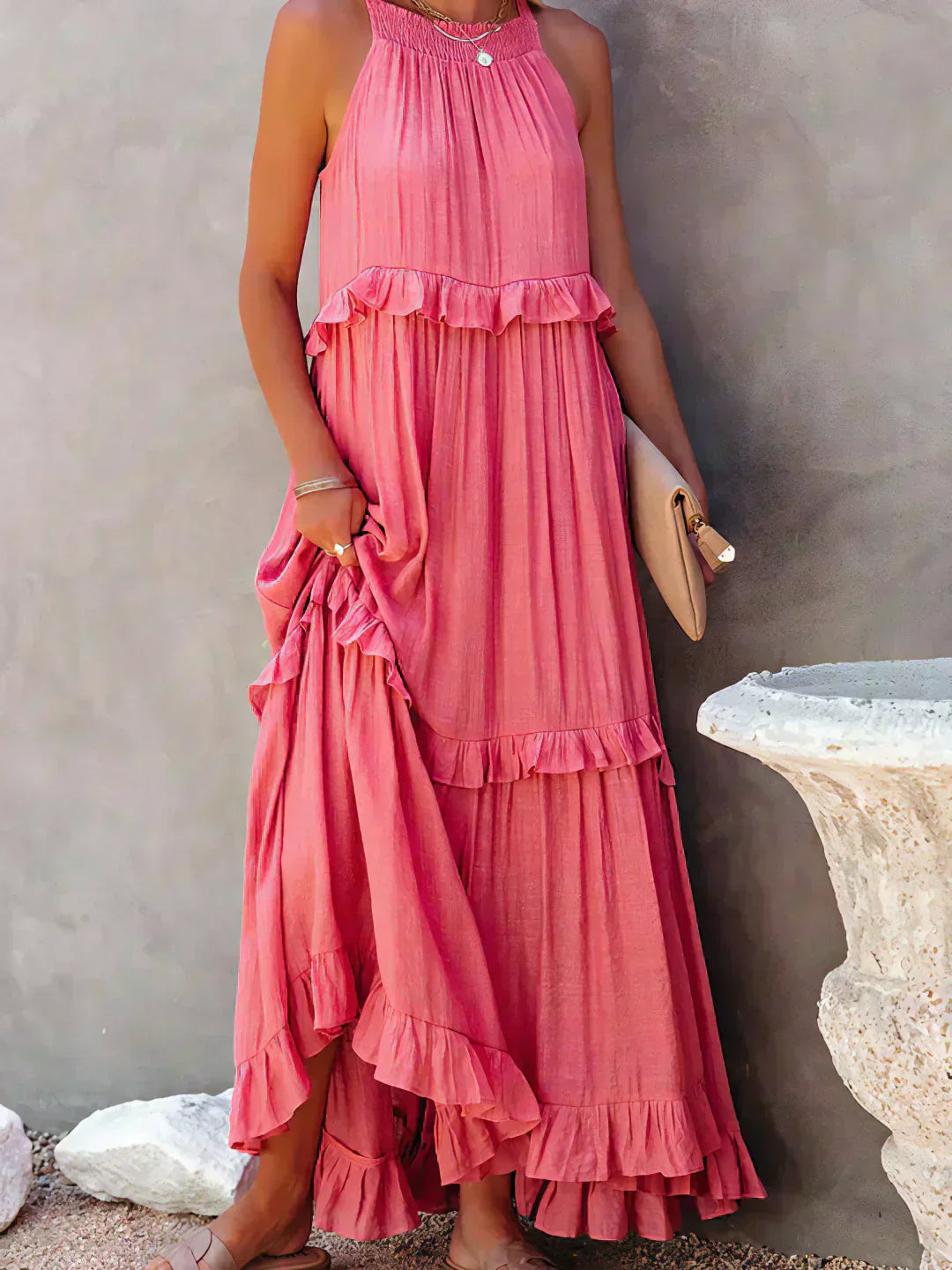 Anita | Elegante vestido sin mangas con volantes