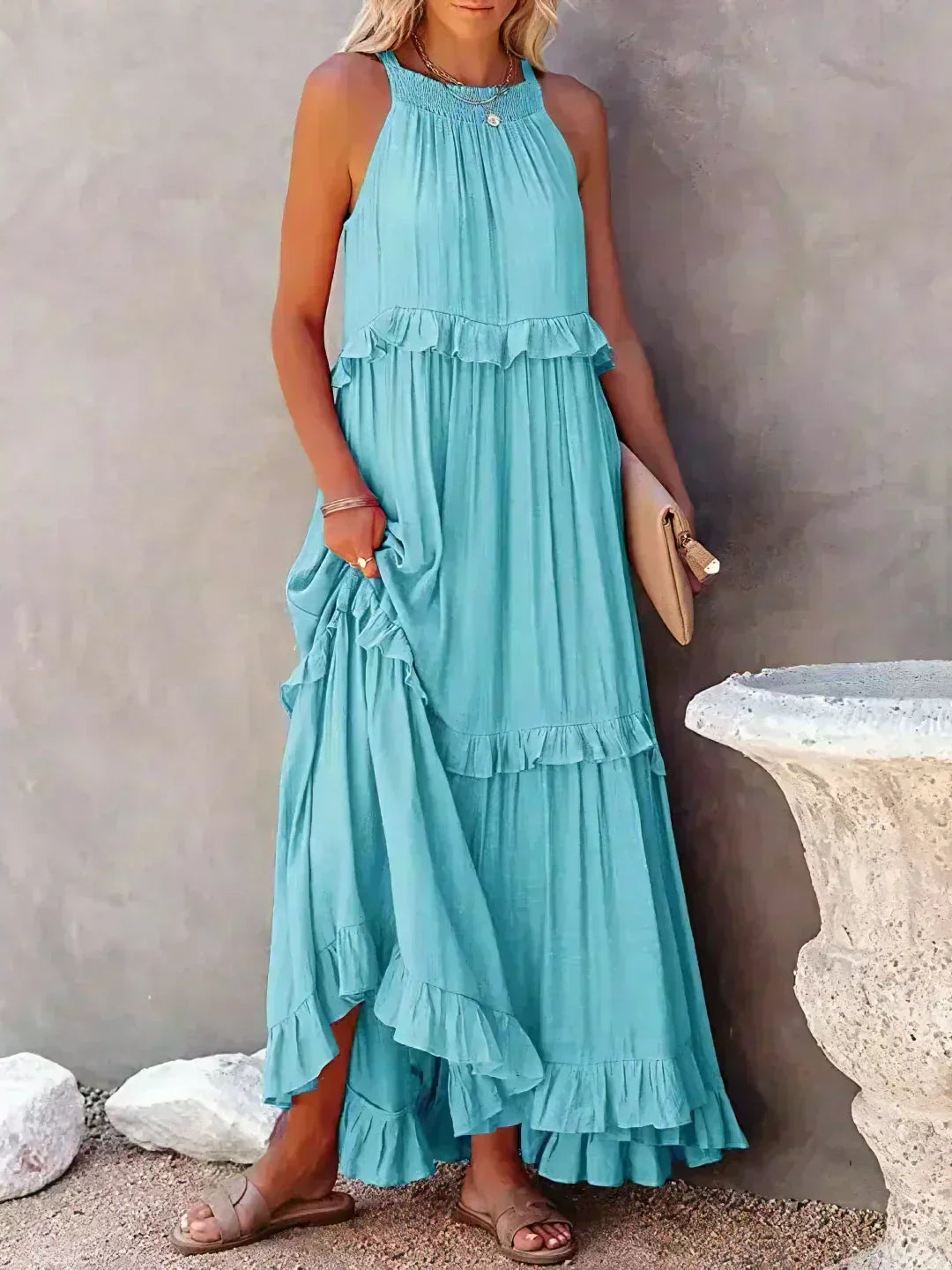 Anita | Elegante vestido sin mangas con volantes