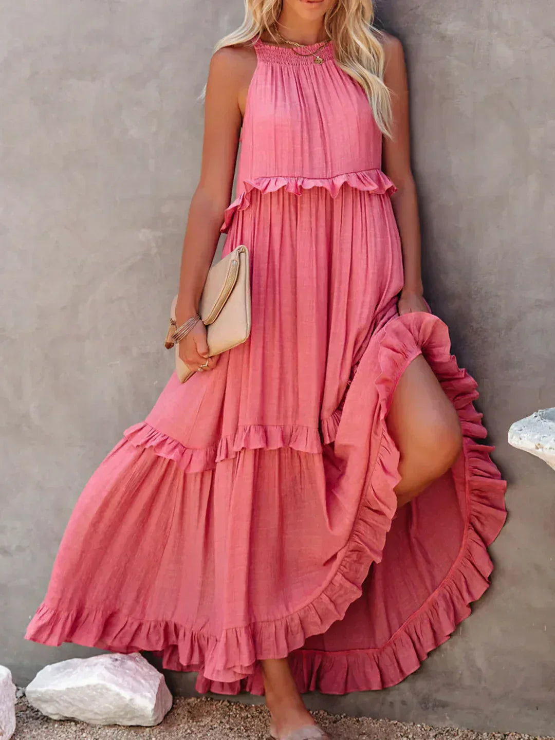 Anita | Elegante vestido sin mangas con volantes