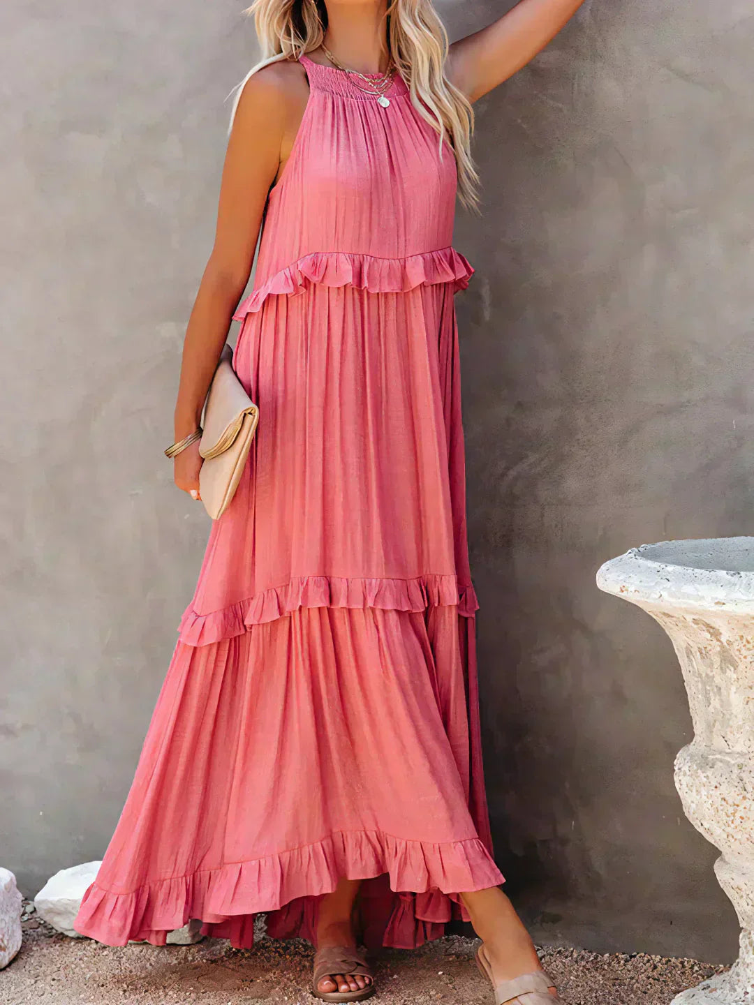 Anita | Elegante vestido sin mangas con volantes