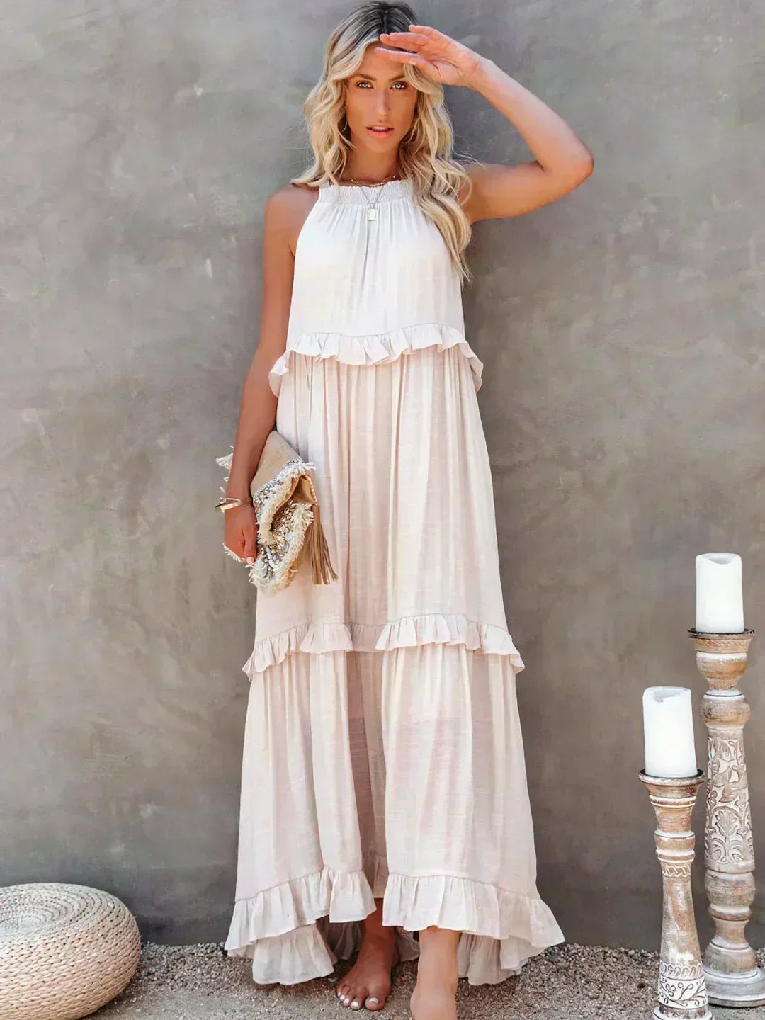 Anita | Elegante vestido sin mangas con volantes